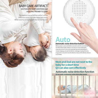 White Noise Sound Machine Portable Baby Sleep Machine 10 Soothing Sounds Volume Adjustable Built-In Rechargeable Battery USB